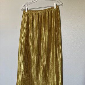 Maeve by Anthropologie Gold Pleated Skirt